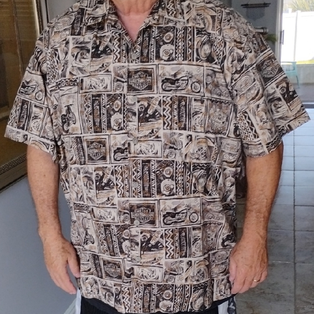 Harley Davidson Short Sleeve Button Front Shirt XXL Euc